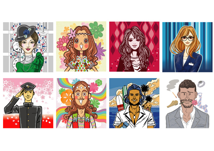 キャラクターや似顔絵のイラスト・実績サンプル | Products 04 Faces