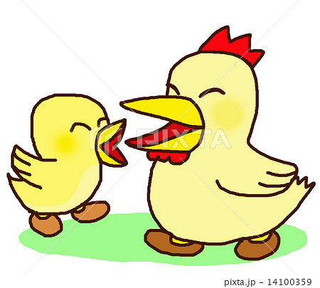 かわいい、ひよこと親鶏のイラスト素材 [14100359] - PIXTA