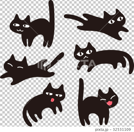 シンプルな黒猫のイラストセットのイラスト素材 [32531109] - PIXTA