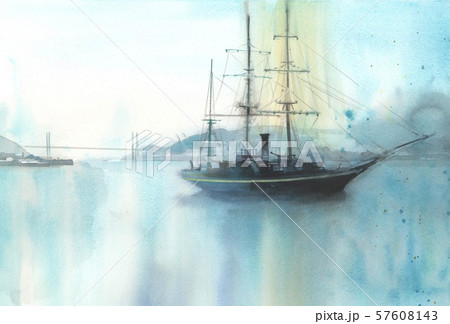 水彩画 船 長崎のイラスト素材 [57608143] - PIXTA