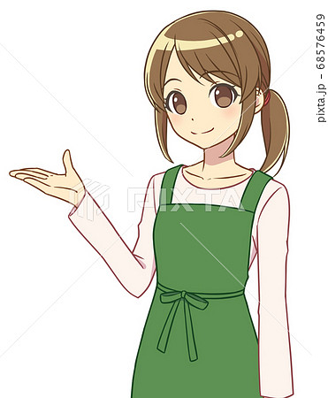 エプロンの女性 案内のイラスト素材 [68576459] - PIXTA