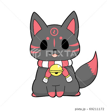 和風きつね・黒色のイラスト素材 [69211172] - PIXTA