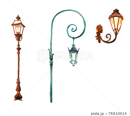 水彩で描いた街灯のイラスト素材 [76810014] - PIXTA