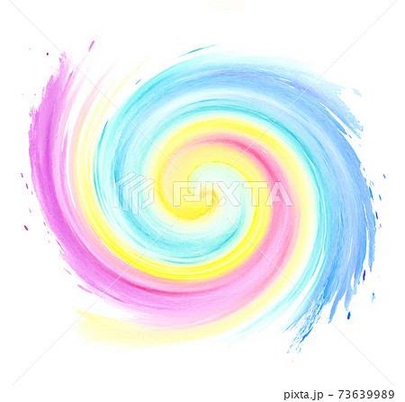 カラフルで鮮やかな色の渦 水彩 インクアートのイラスト素材 [73639989