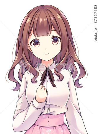 アニメ風の女性キャラクター 微笑みのイラスト素材 [87357288] - PIXTA