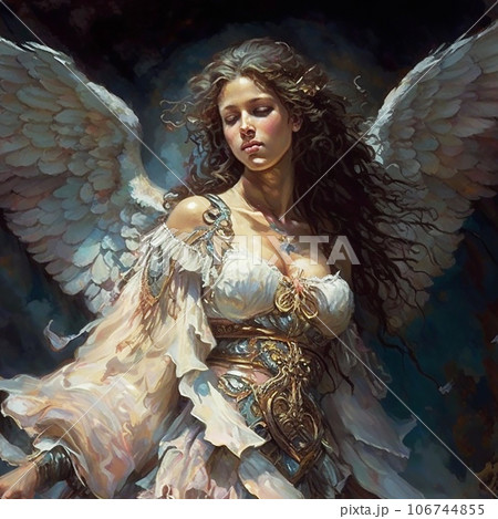 子供を守る 大天使ガブリエル 聖書 イラスト アート（AI生成画像）の