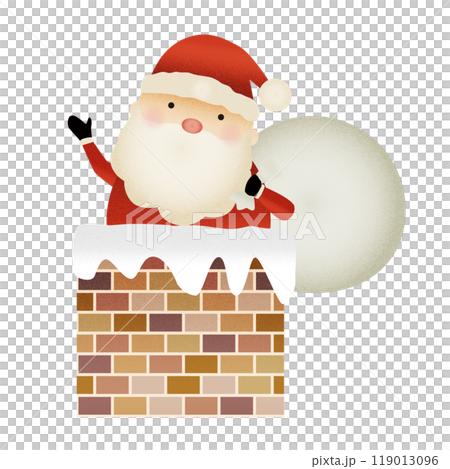 煙突から顔を出すサンタクロースのイラストのイラスト素材 [119013096