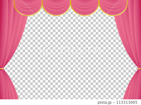 ピンクの幕 ピンクのカーテン ピンクの幕の舞台 ヨコのイラスト素材