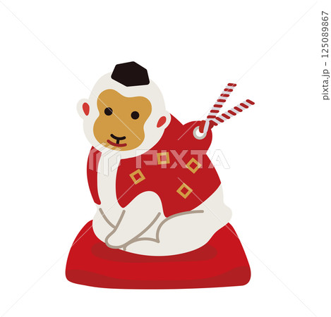 十二支の置物 干支の土鈴のイラスト 申年 2028年のイラスト素材