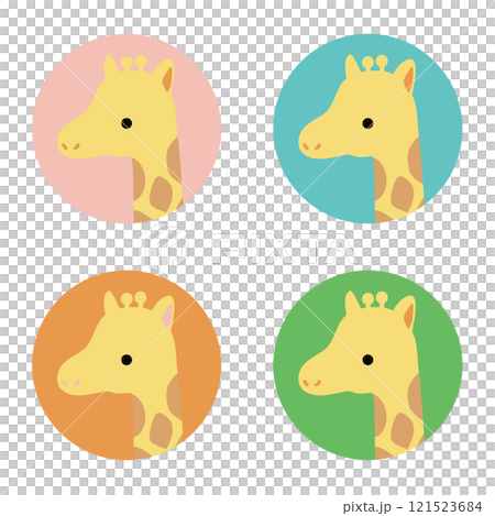 かわいいキリンの顔のイラストセットのイラスト素材 [121523684] - PIXTA