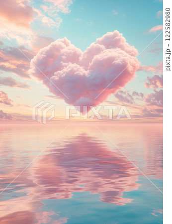 海に浮かぶハートの雲のイラスト素材 [122582980] - PIXTA