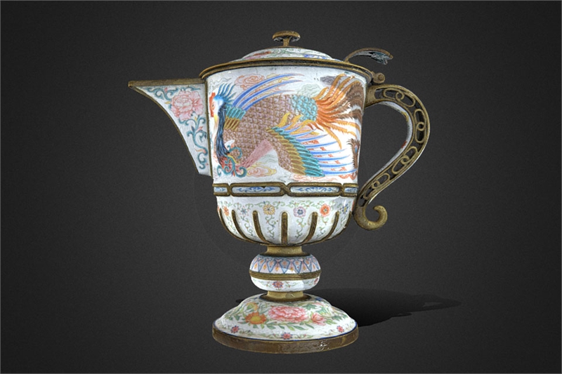 国立故宮博物院 3D文物鑑賞-3D文物-清 核桃殻彫花籃