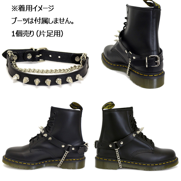 正規取扱店 666 STUDDED GEAR スパイク ブーツストラップ ブラック