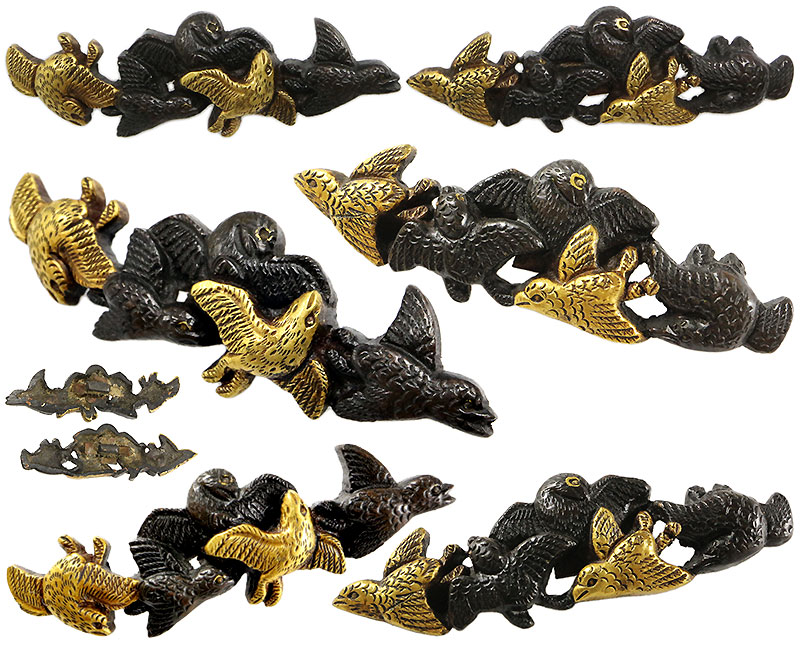 日本刀の目貫｜赤銅地親子千鳥図｜日本刀専門店・東京【十拳-TOKKA-】