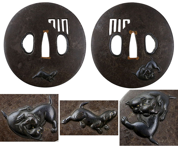 植物と動物の彫刻 鍔(つば) 植物と動物の彫刻 鍔(つば)