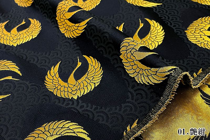 金襴生地販売 鶴文様の銀糸の金襴生地通販なら都香庵