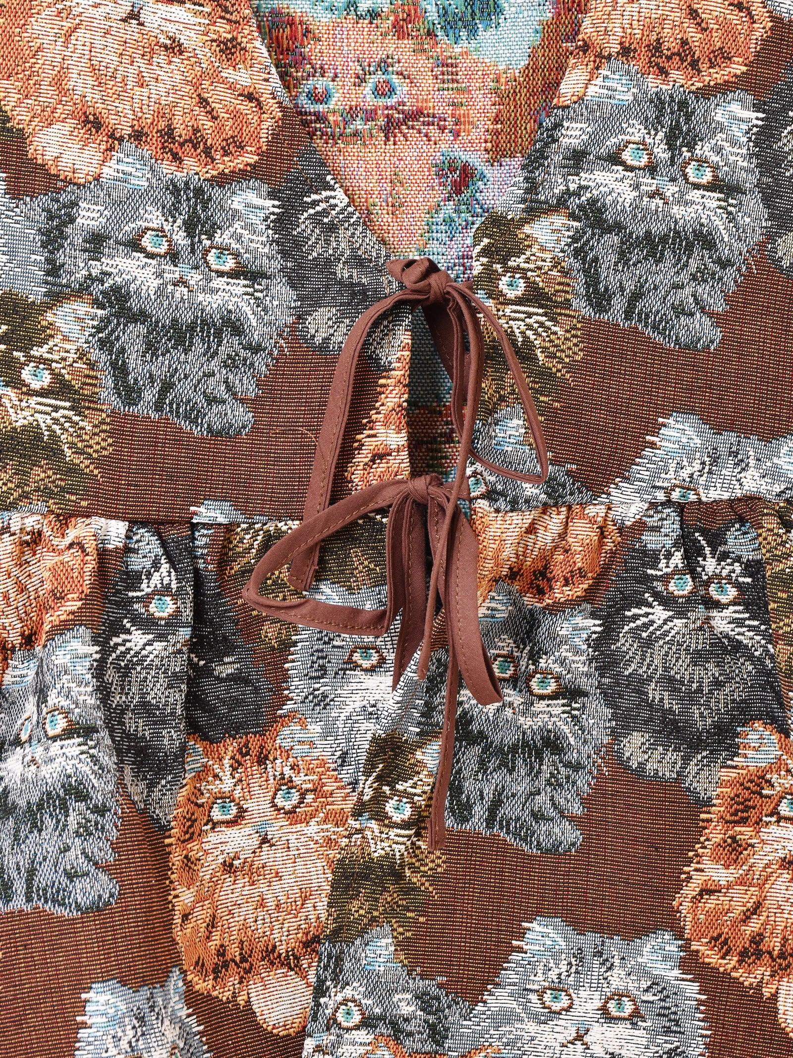 Meridian アニマル ネコ柄 ゴブラン ペプラムベスト – 古着屋Top of