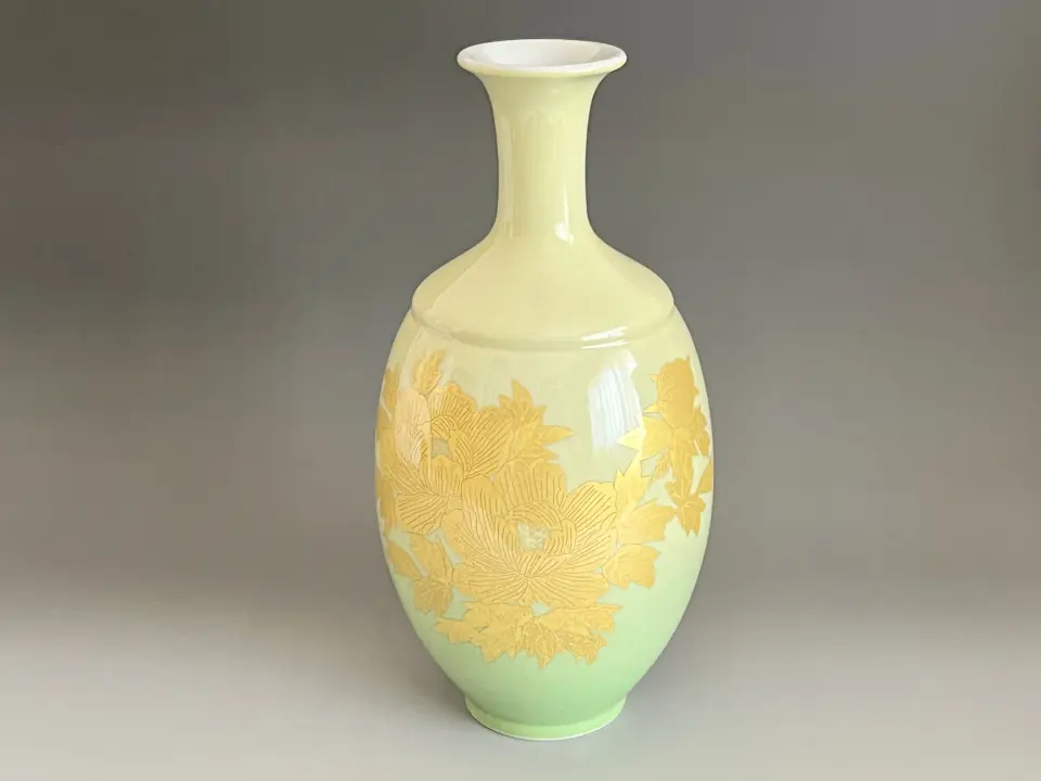 ☆ 安藤工 （父 安藤日出武） 仙太郎窯 志野 耳付花生 高さ26.5㎝ 花入