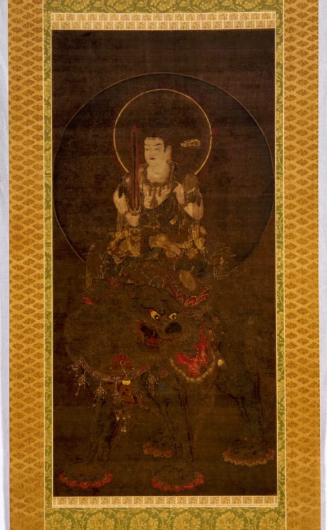 絹本著色騎獅文殊菩薩像 | 文化遺産検索 | とやまの文化遺産