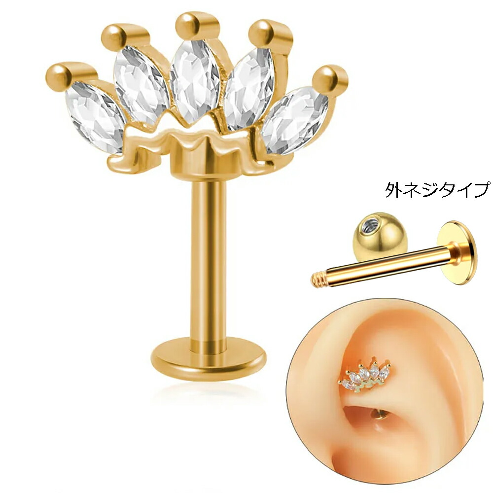 楽天市場】[16G ボディピアス 横向きデザイン] フロントサイド