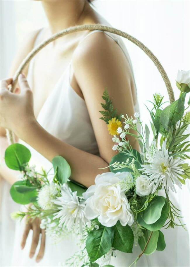 楽天市場】ホワイト+グリーン【ブーケ】ウェディングブーケ/造花ブーケ