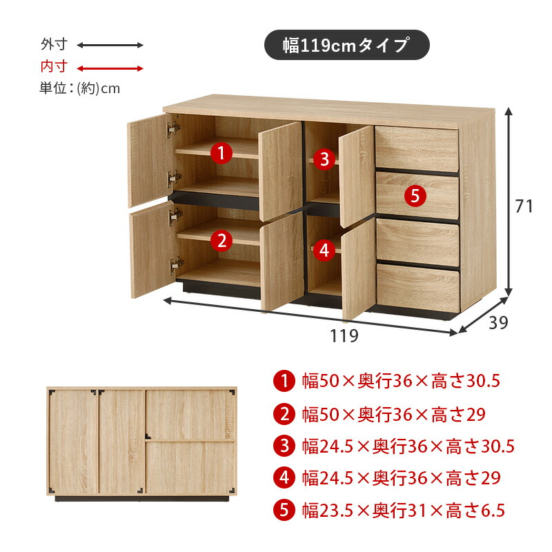 楽天市場】3タイプから選べるキャビネット 幅79A/幅79B/幅119cm【Nice