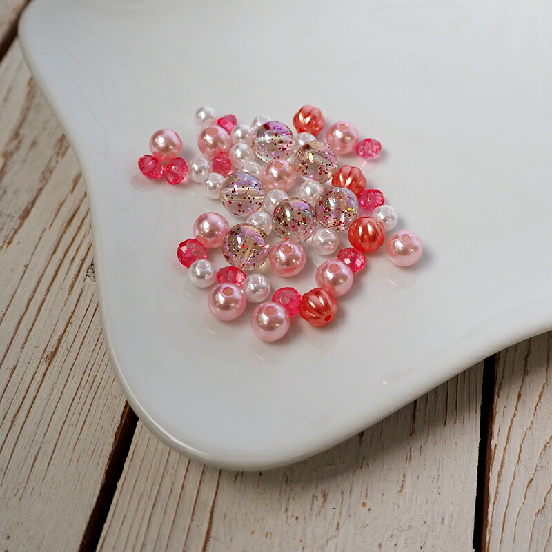 楽天市場】アクリル ビーズ 45個入り カラーミックス 手芸 材料