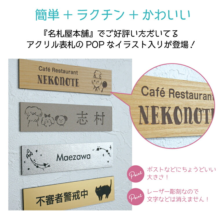 楽天市場】アクリル 表札【POP イラスト】《12×3cm》かわいい おしゃれ