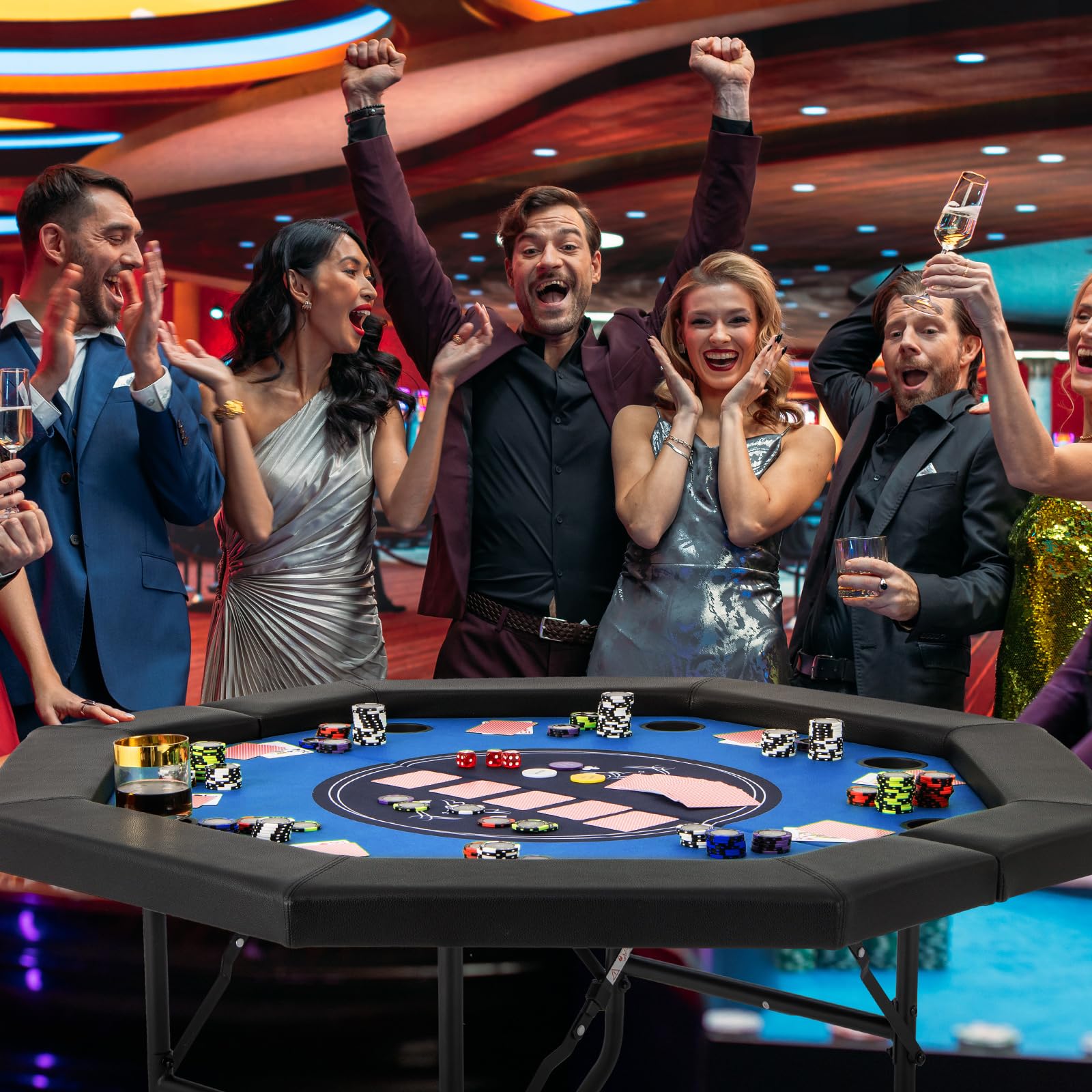 楽天市場】COSTWAY ポーカーテーブル 8人用 ポーカーマット 麻雀卓