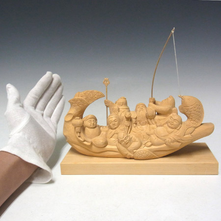 楽天市場】木彫り 七福神船 置物 桧製 縁起物 [Ryusho] : 龍祥本舗