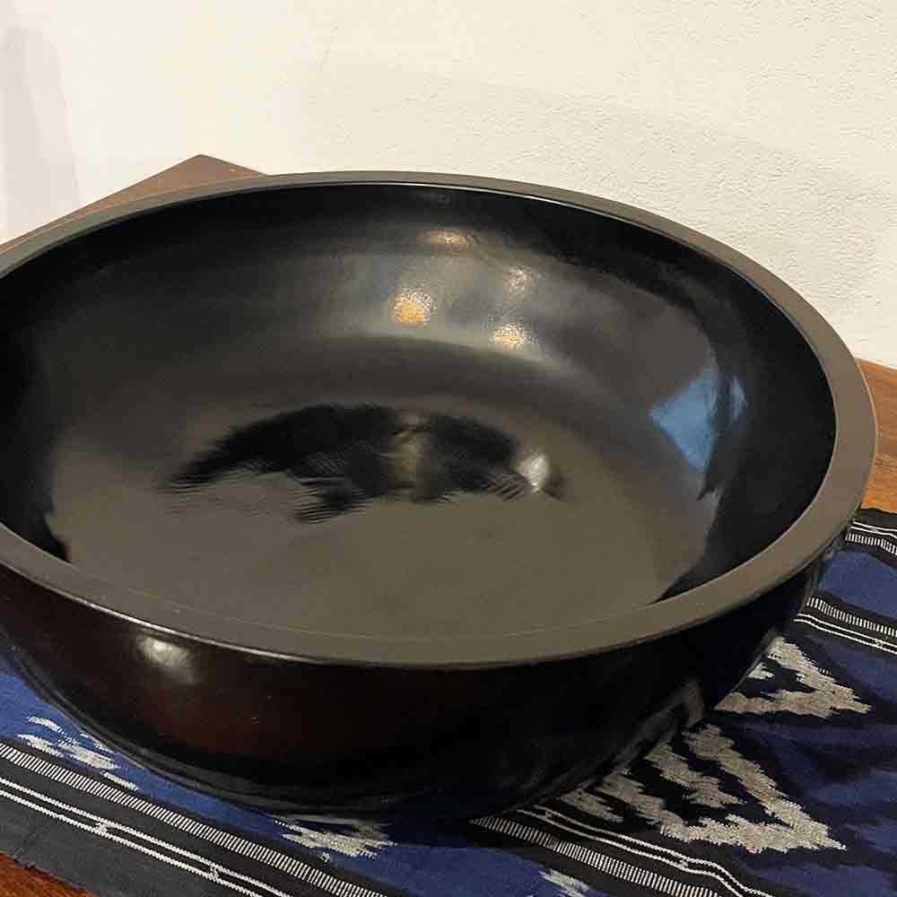 楽天市場】木製 アジアン スパボウル フットバス W40cm 黒 大 ブラック