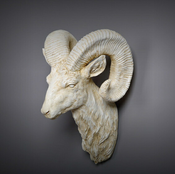 楽天市場】ベージュ 壁掛け 羊 オブジェ 剥製 インテリア アニマル