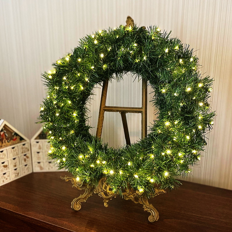 楽天市場】クリスマスリース LED ライト イルミネーション 50cm 240