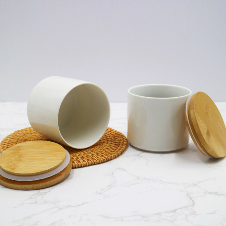 楽天市場】6個セット キャニスター 丸 保存容器 密閉 陶器 木蓋付き