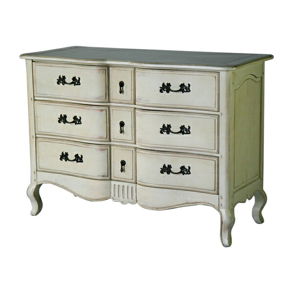 楽天市場】送料無料 アンティーク調 3段 チェスト ホワイト 約W119.5