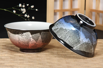 楽天市場】九谷焼 組飯碗 銀彩ブルー＆レッド おしゃれ モダン