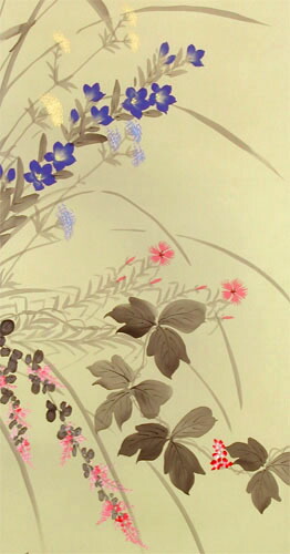 楽天市場】掛け軸 秋草 (小栗春峰) （掛軸小物なし) 送料無料 【掛軸