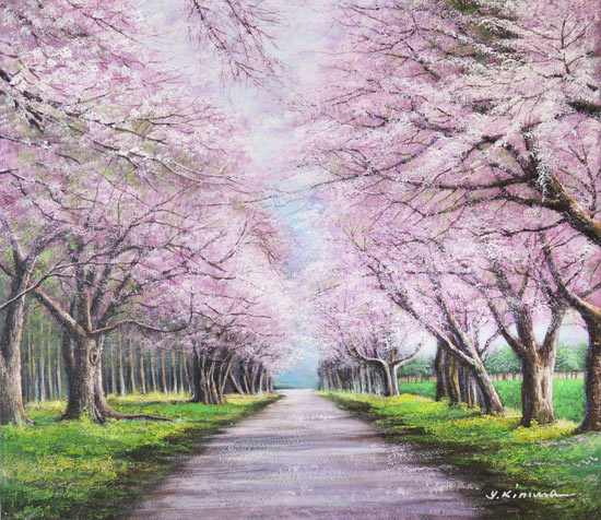 楽天市場】絵画 油絵 二十間道路桜並木 F30号 （木村由記夫） 送料無料
