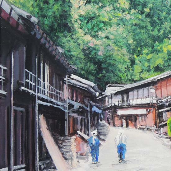 楽天市場】絵画 油絵 妻籠宿 F20号 （澤井進） 送料無料 【肉筆