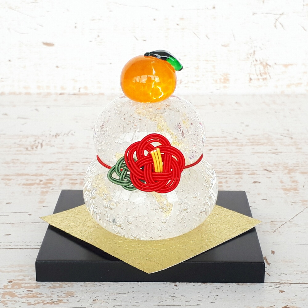 楽天市場】工房 CRAFTHOUSE ガラス製 鏡餅 泡金（小） 無垢 敷板・椿