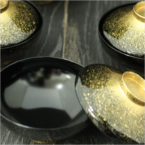 楽天市場】送料無料 お椀 フタ付き汁椀 5客セット 黒 金散らし 40平