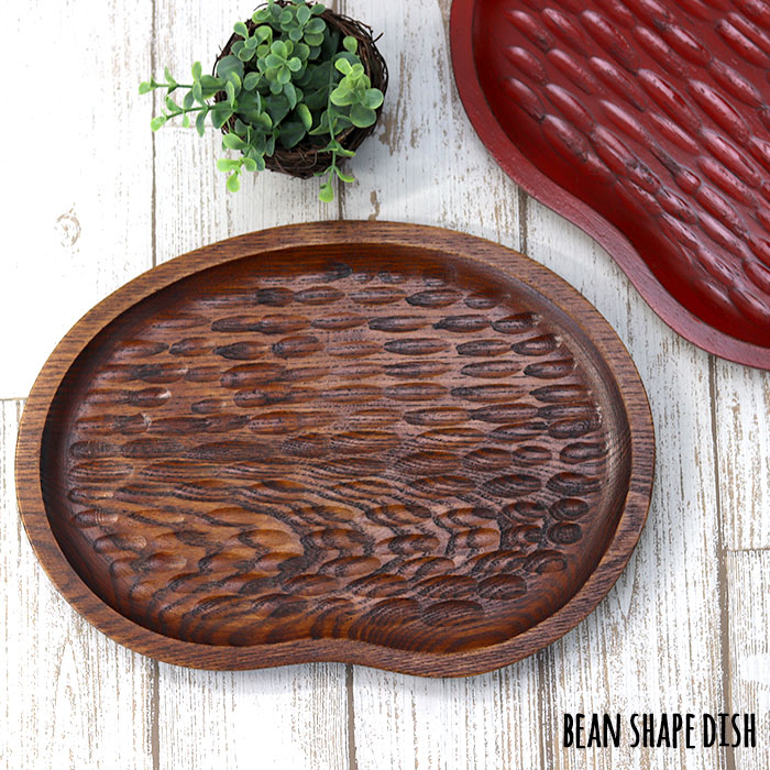楽天市場】【2点で5％OFFクーポン配布中】 木製 皿 手彫り 豆型