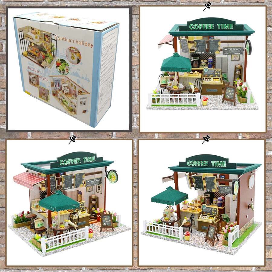 楽天市場】ドールハウス ミニチュアハウス コーヒーショップ 手作り