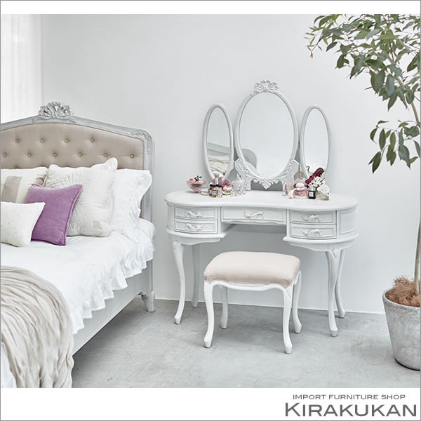 楽天市場】HAMPTON ハンプトン 3面ドレッサー 三面鏡 白家具 組立式