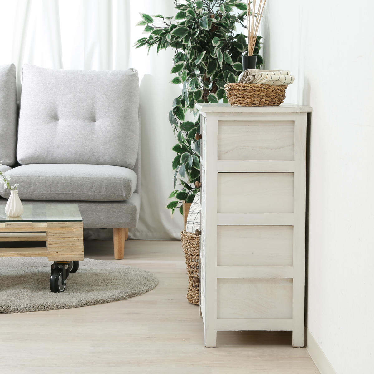 楽天市場】チェスト 幅52cm 2列4段 アンティーク調 （ 収納 棚