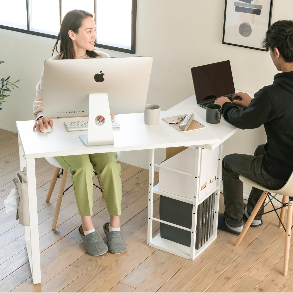 楽天市場】パソコンデスク I字型 省スペース 広い L字スタイル 木目調