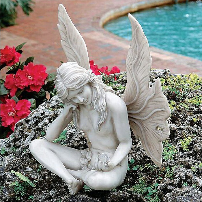 楽天市場】シークレットガーデン じっと見つめる妖精 置物 彫刻 彫像