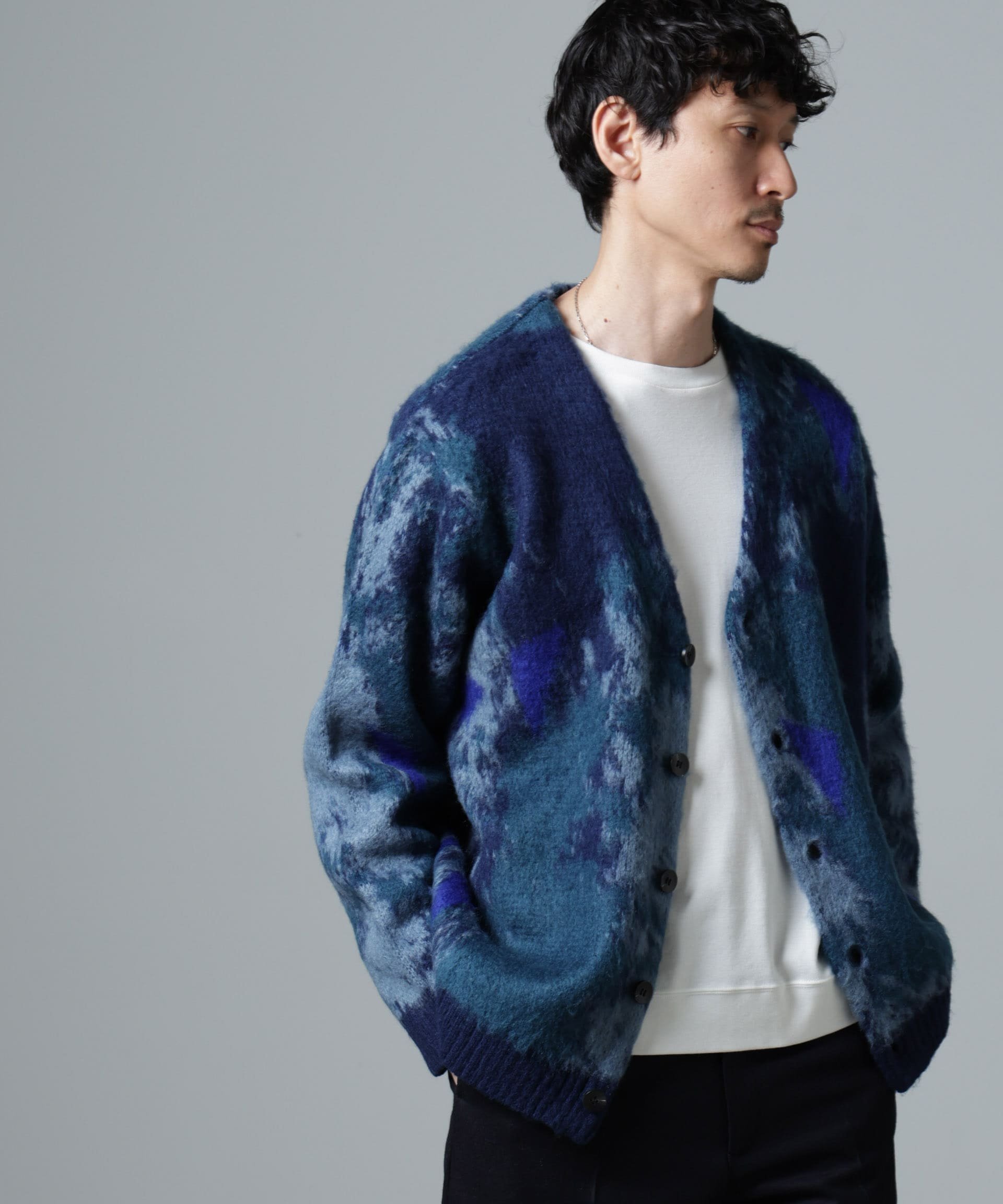 NANO universe｜アート柄ニットカーディガン | Rakuten Fashion(楽天