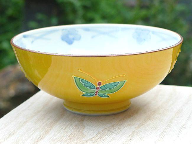 楽天市場】京焼 清水焼 黄交趾蝶々ご飯茶碗 昇峰 小 : 京焼清水焼専門