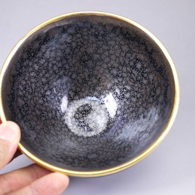 楽天市場】京焼 清水焼 金油滴天目茶碗 定一 (覆輪金塗仕上） : 京焼